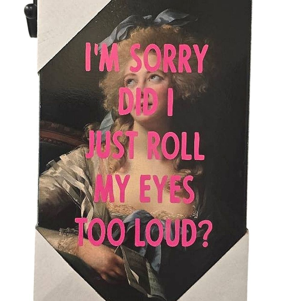 At Home Roll My Eyes Poster Sarcasm Rhinestone Border Wood Wall Decor
